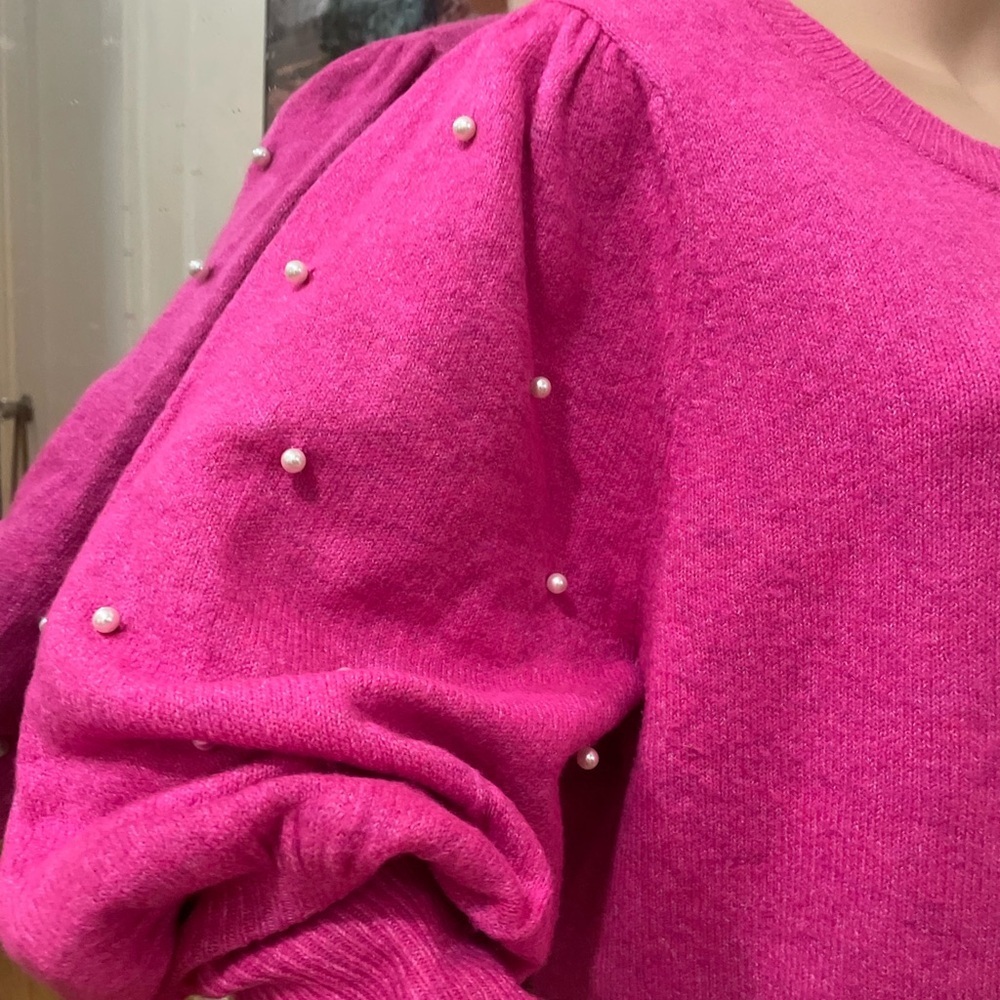CeCe Fuchsia Sweater with Pearl Details - Picture 2 of 15